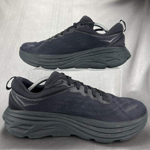 Hoka Bondi 8 Men's 12 D Athletic Sneakers Triple Black Casual Shoes 1123202 BBLC - Picture 8 of 13